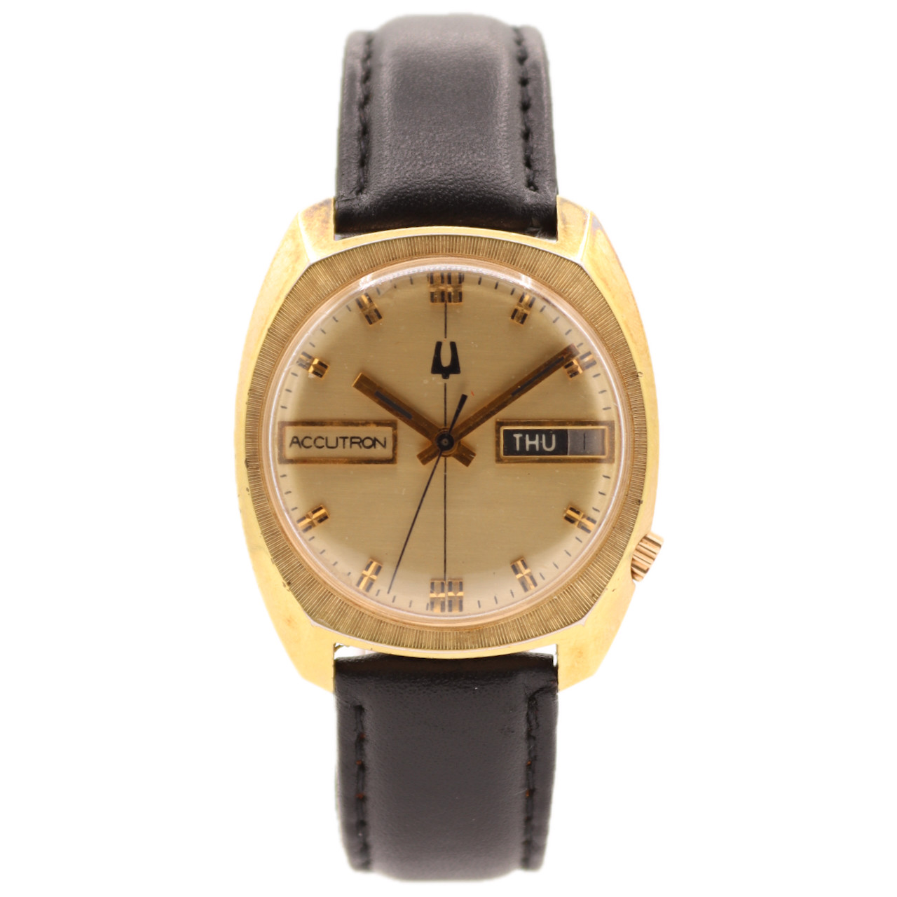 Vintage 33.5mm 1973 Accutron Date&Day Men’s Tuning Fork Wristwatch 218 2 10k RGP