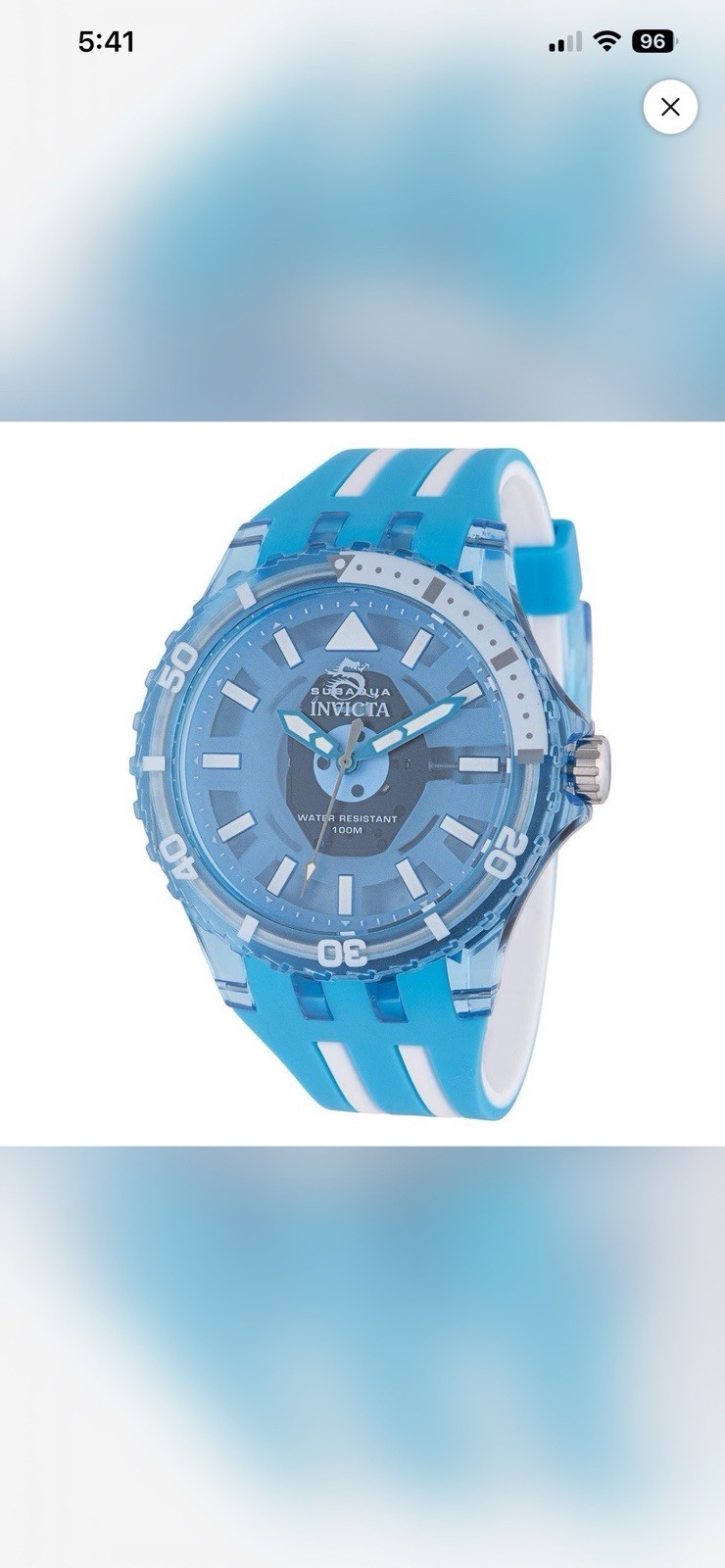 Invicta Subaqua Men’s 44mm Watch Transparent Blue White Silicone Sport NEW 69449