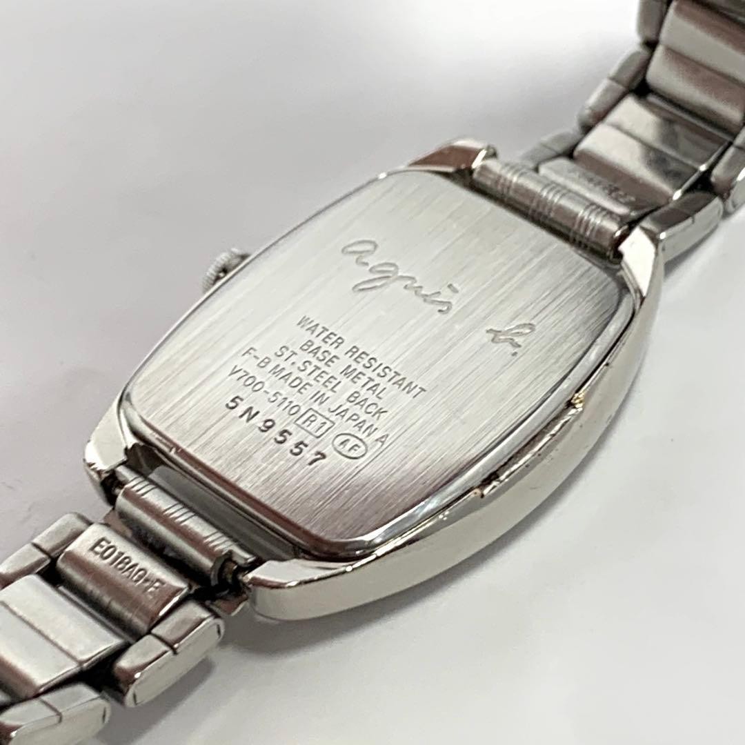 agnes b V7005110 Quartz Watch / Ivory Dial Stainless Steel Band Vintage