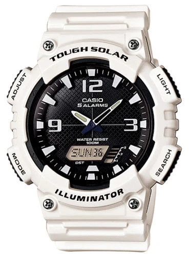 Casio AQS810WC-7AV, Solar, Illuminator Watch, White Resin, 100 Meter, 5 Alarms