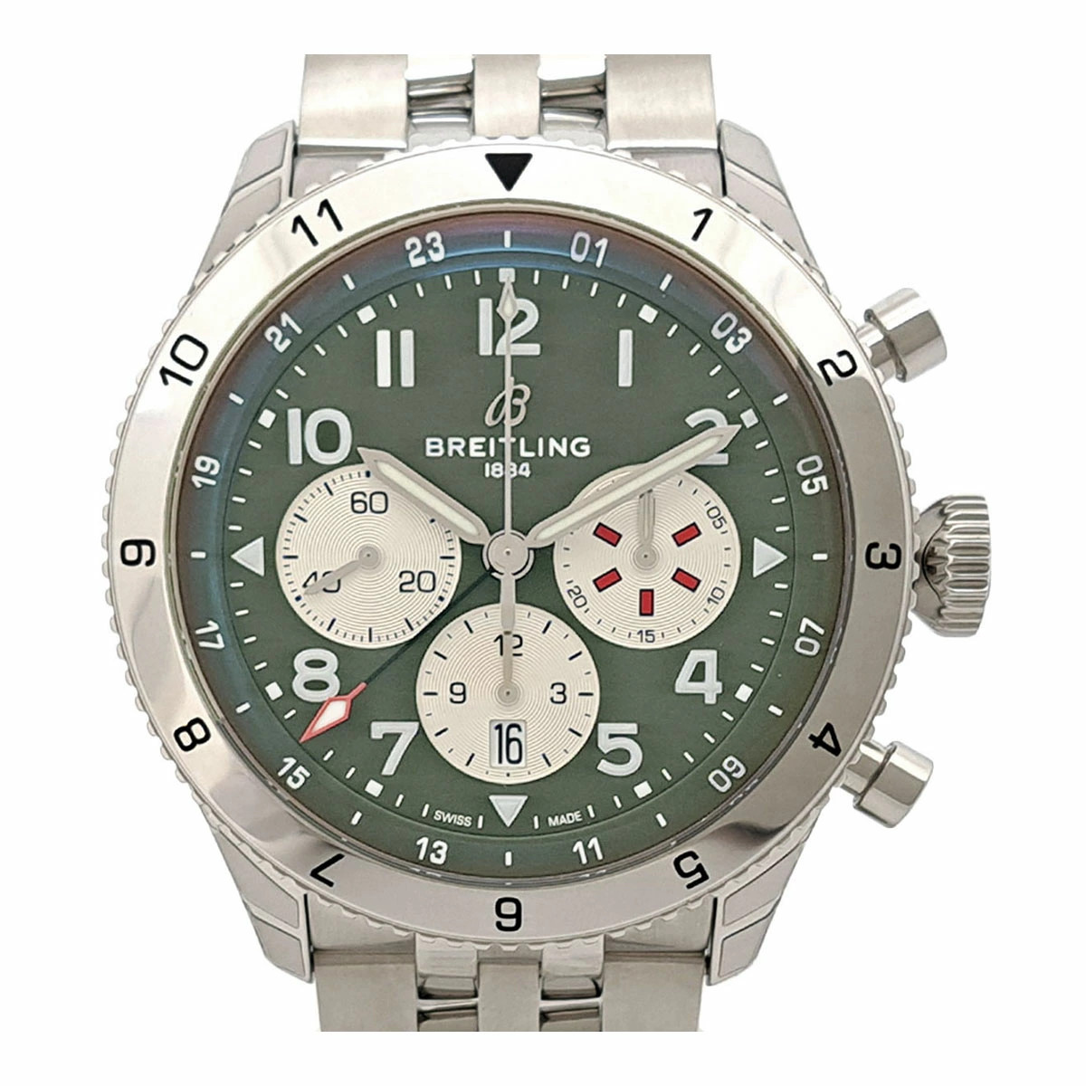 BREITLING AB0445 Green Case Size 46mm Wrist Size 21cm Men’s Used Watch #41030