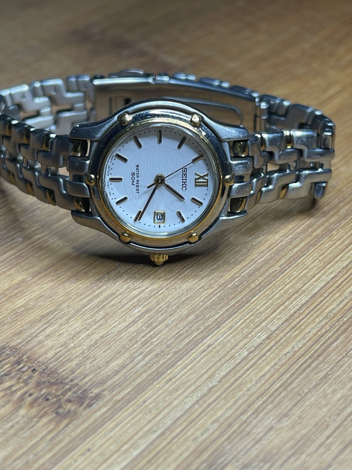Seiko Women’s Quartz Two-Tone Stainless Bracelet White Dial Roman/Stick Date