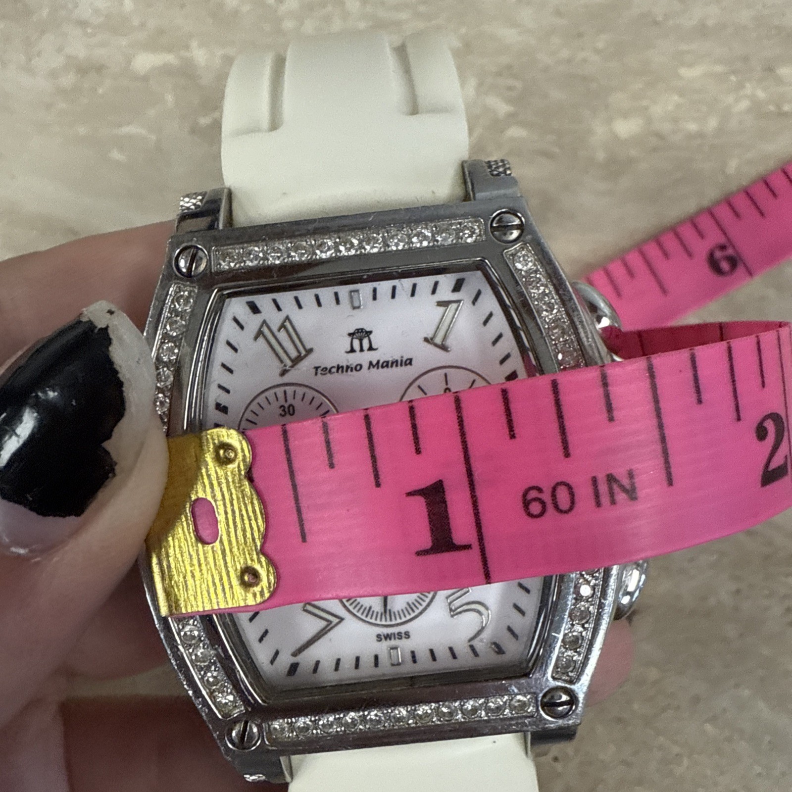 TECHNO MANIA Chronograph Calendar w/ White Diamonds Swiss Watch 924