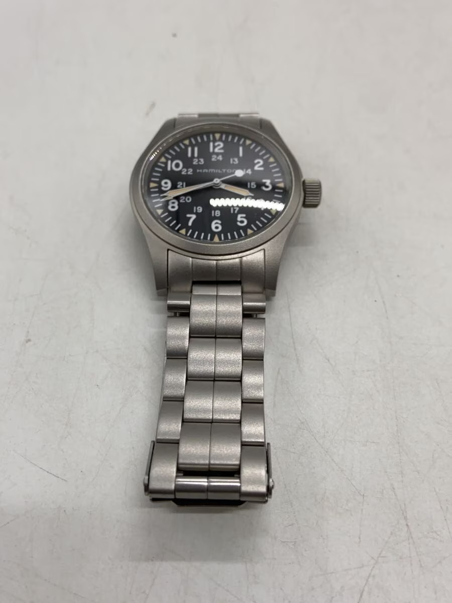 [B1S] Hamilton Khaki Field Mechanical Hand Wound Black Dial Watch [j7w]