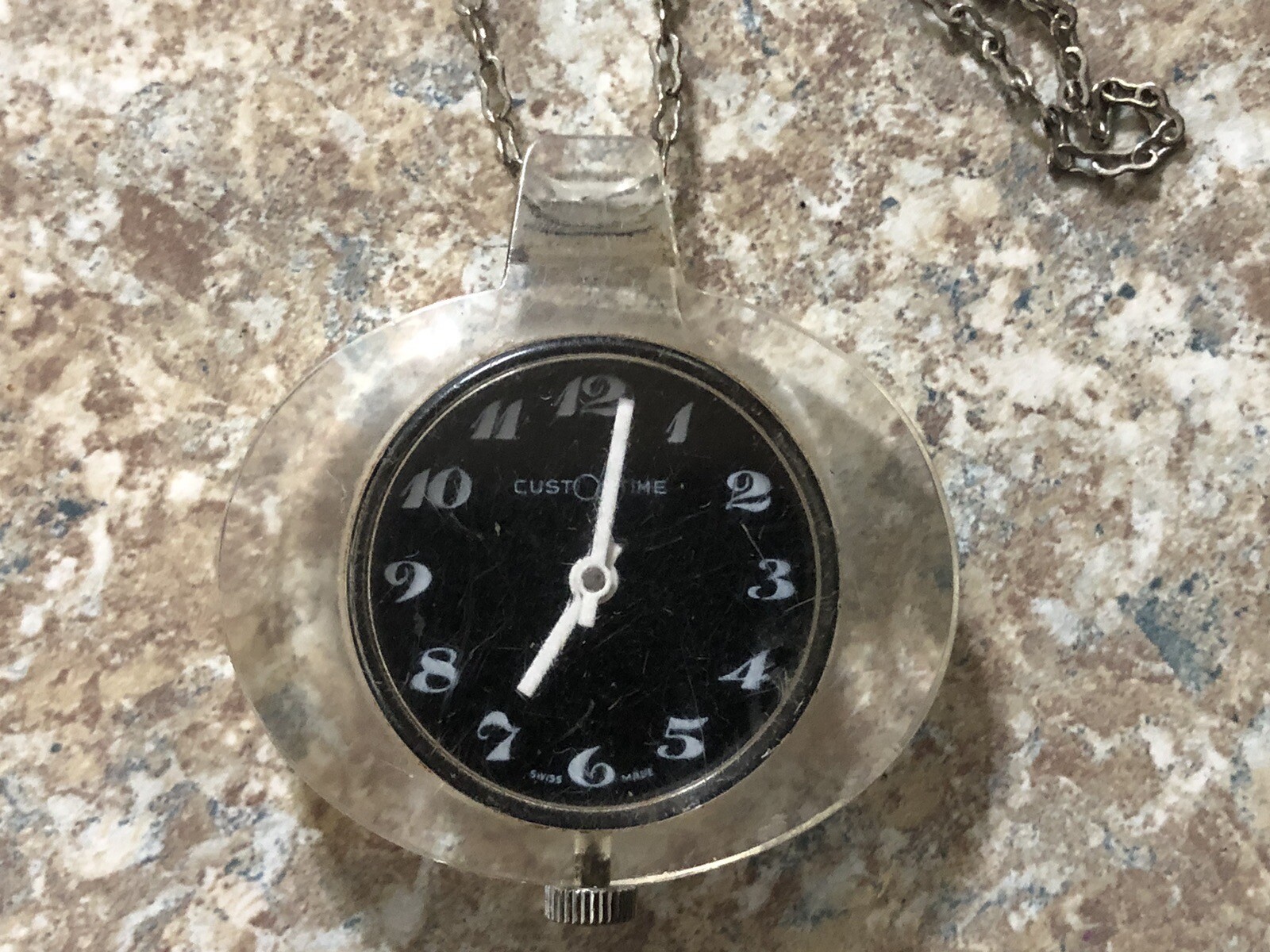 Vintage Trice Plexiglass Pendant Watch Mechanical Watch, Swiss Made Tested/WORKS