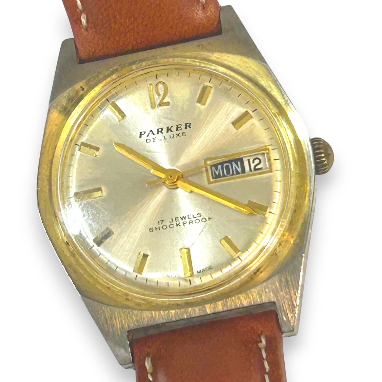 Parker De-Luxe 17 Jewel Watch For Parts or Repair See Pictures Swiss Made