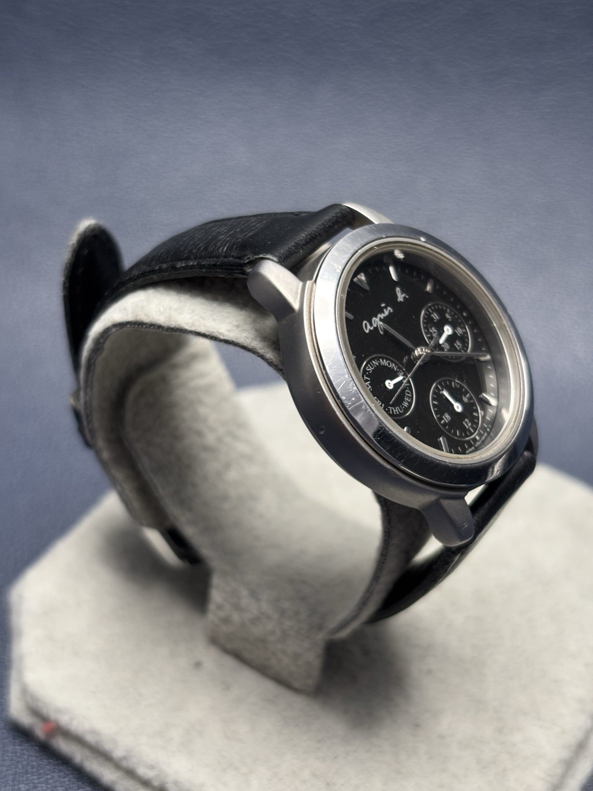 Vintage Agnes B. V33J-0010 Stainless Steels Chronograph Quartz Watch – Working