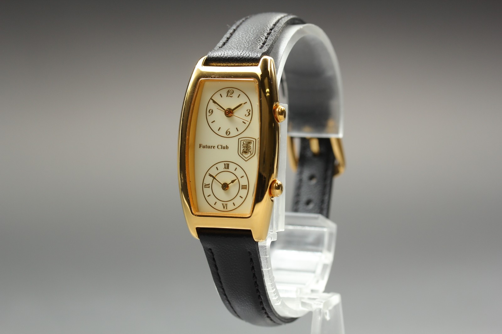 Vintage 1985 N MINT Future Club FC-020 Quartz Dual Time Gold Womens Watch JAPAN