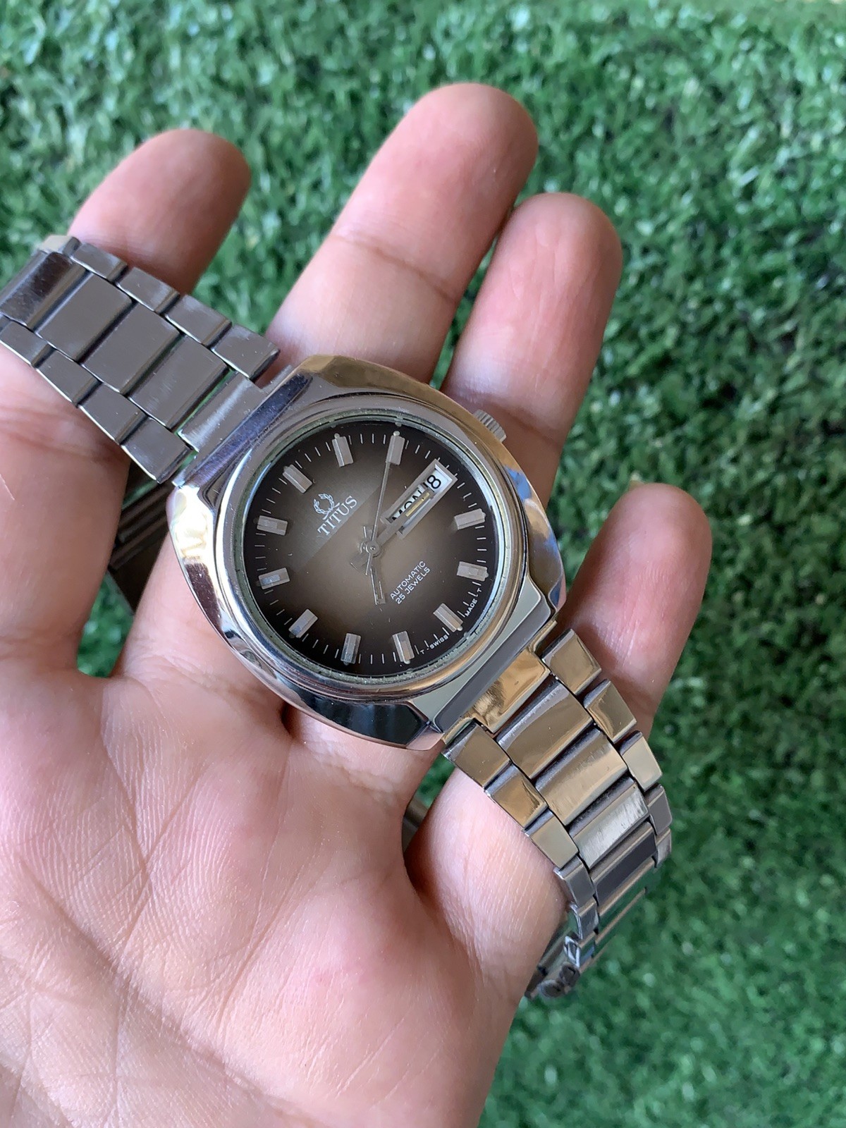 Vintage Solvil et Titus Geneve Automatic Watch 38mm Gradient Dial 25J Swiss Made