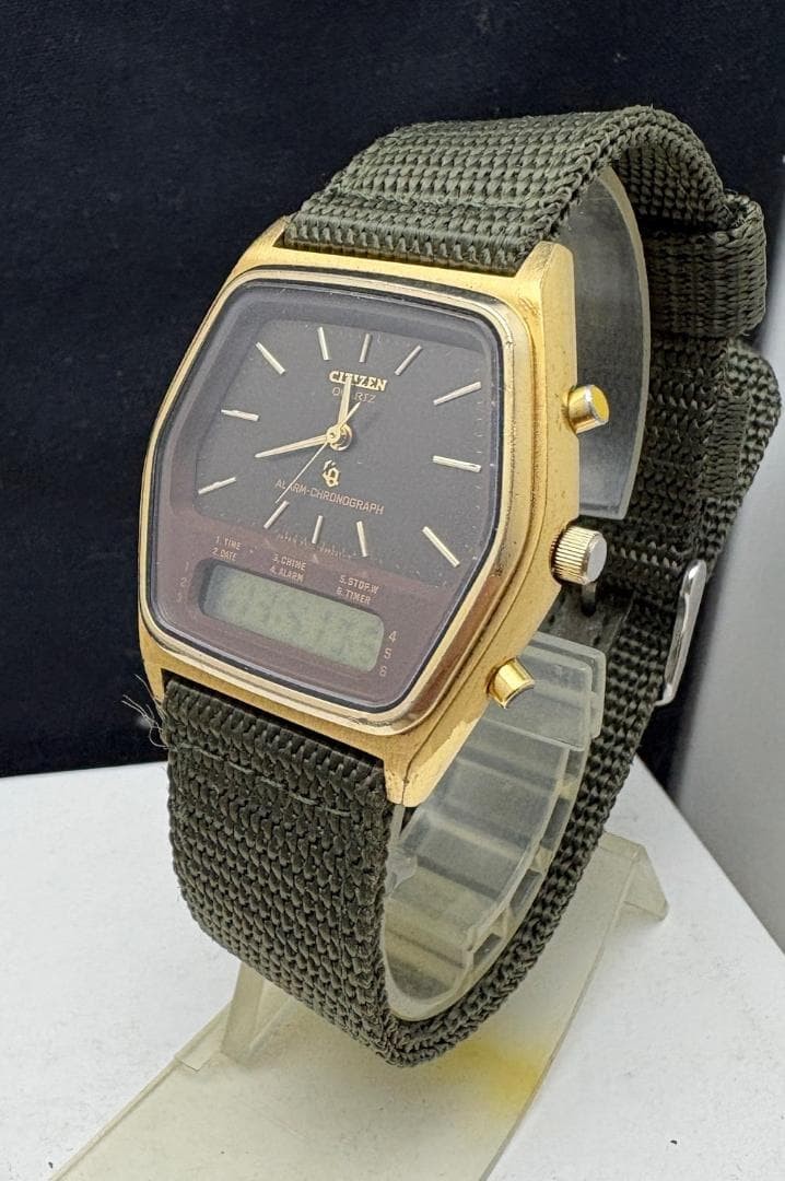 1980 CITIZEN DIGI-ANA Digital Analog Watch 35x39mm 8mm Junk For Repair Parts
