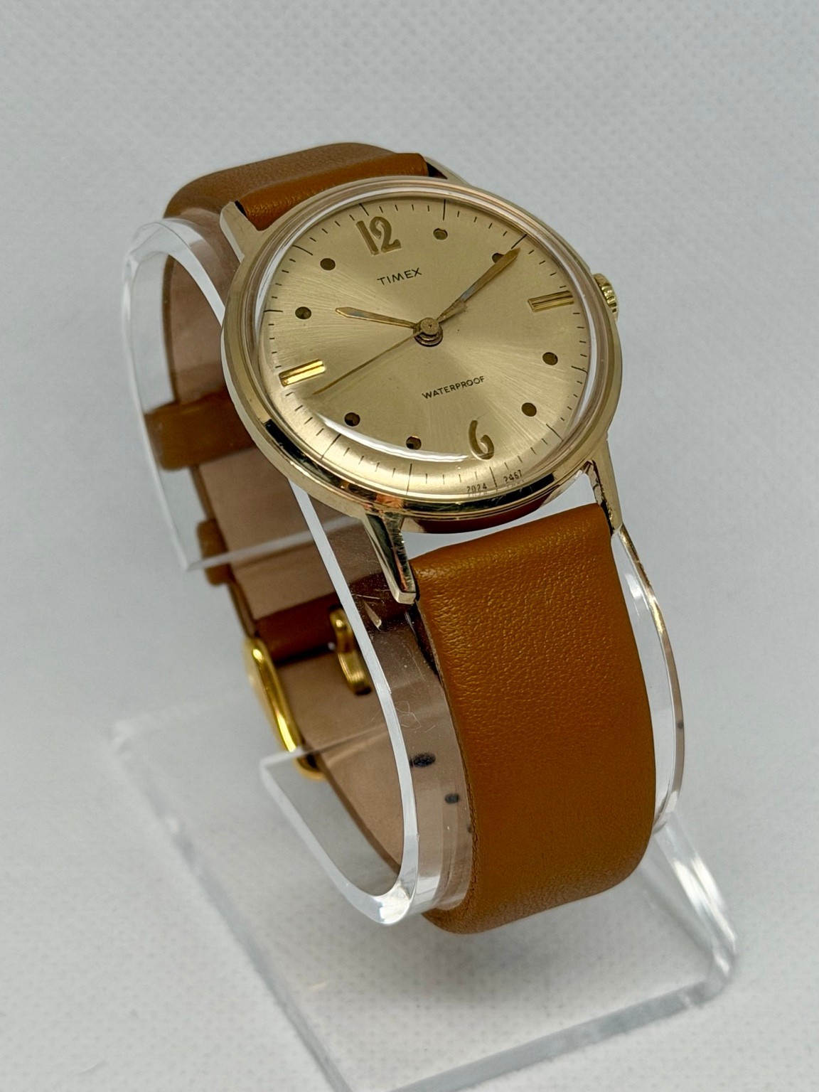 Vintage 1967 Timex Marlin Mechanical Watch Gold Tone 32mm Cleaned Lubed