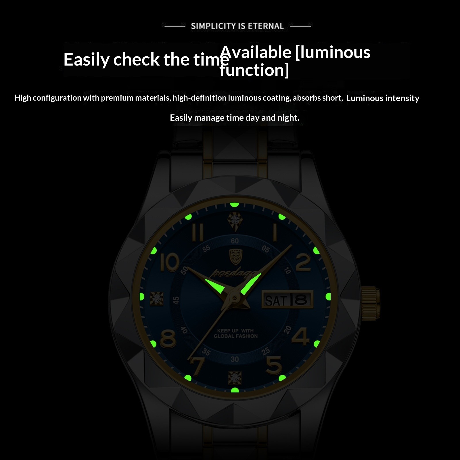 POEDAGAR Luxury Women Watch Waterproof Luminous Date Quartz Stainless Steel