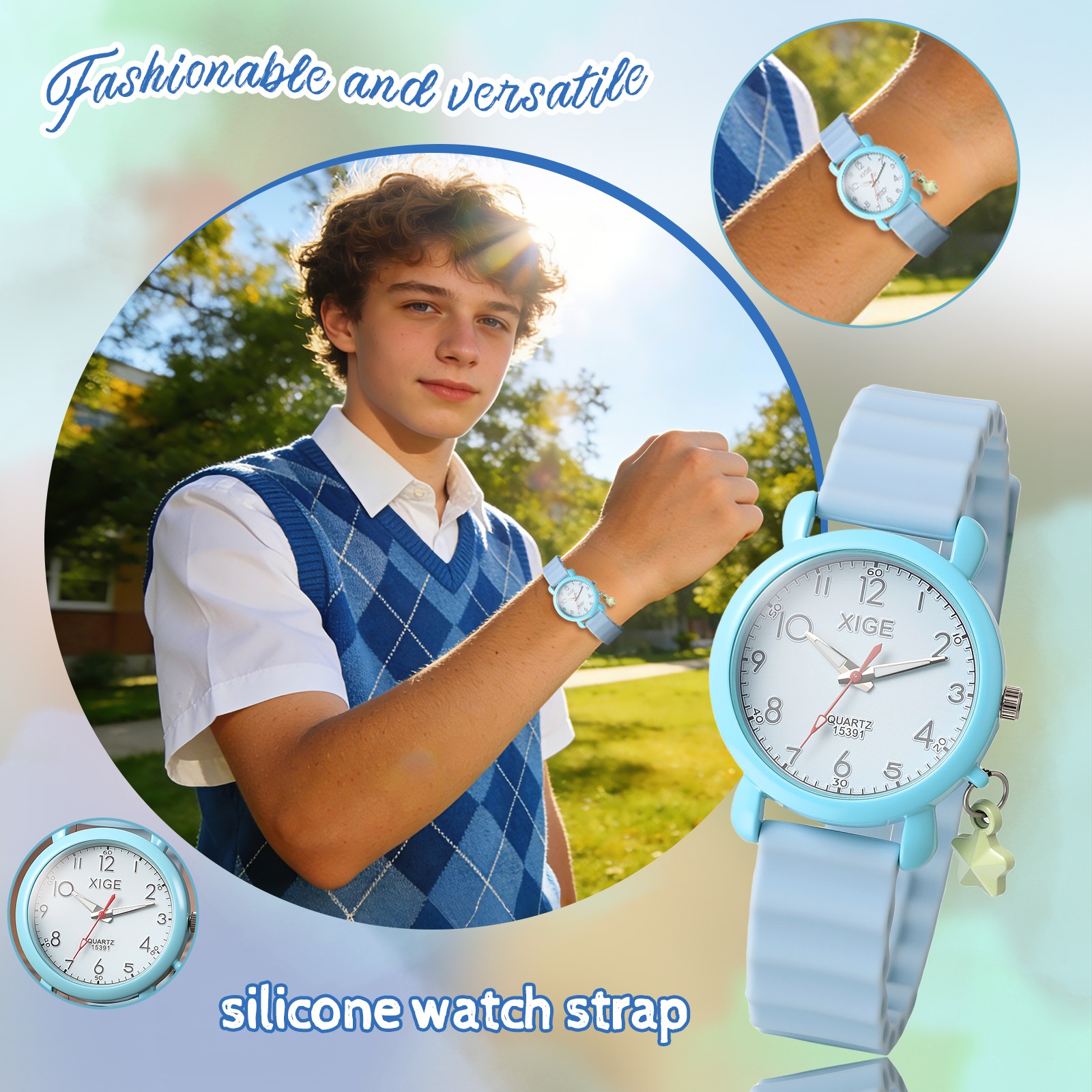Students Silicone Strap Quartz Sport Wrist Watch Macaron Color Teen Holiday Gift