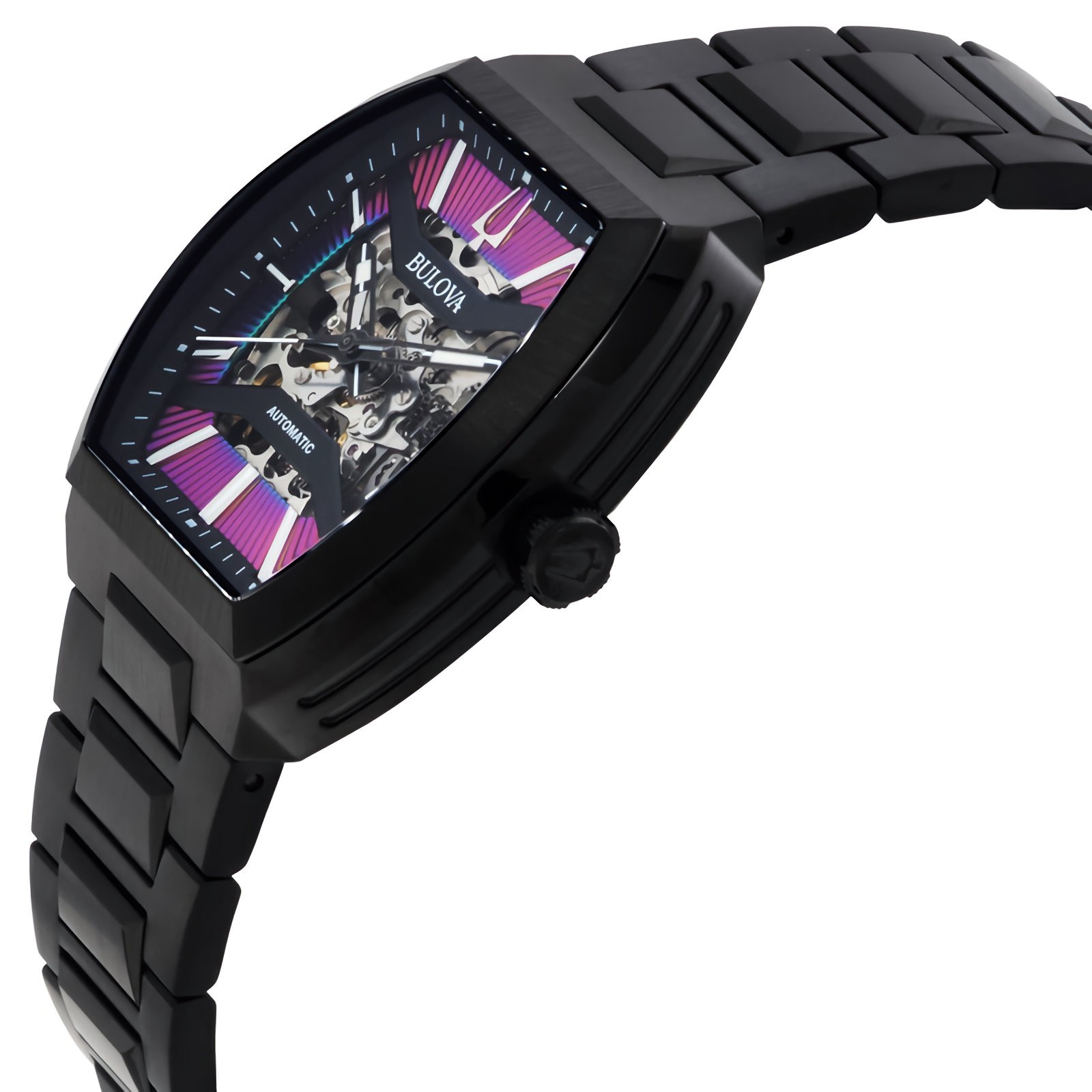 Bulova Maquina 98A320 Automatic Rainbow Skeleton Dial Stainless Steel Men Watch