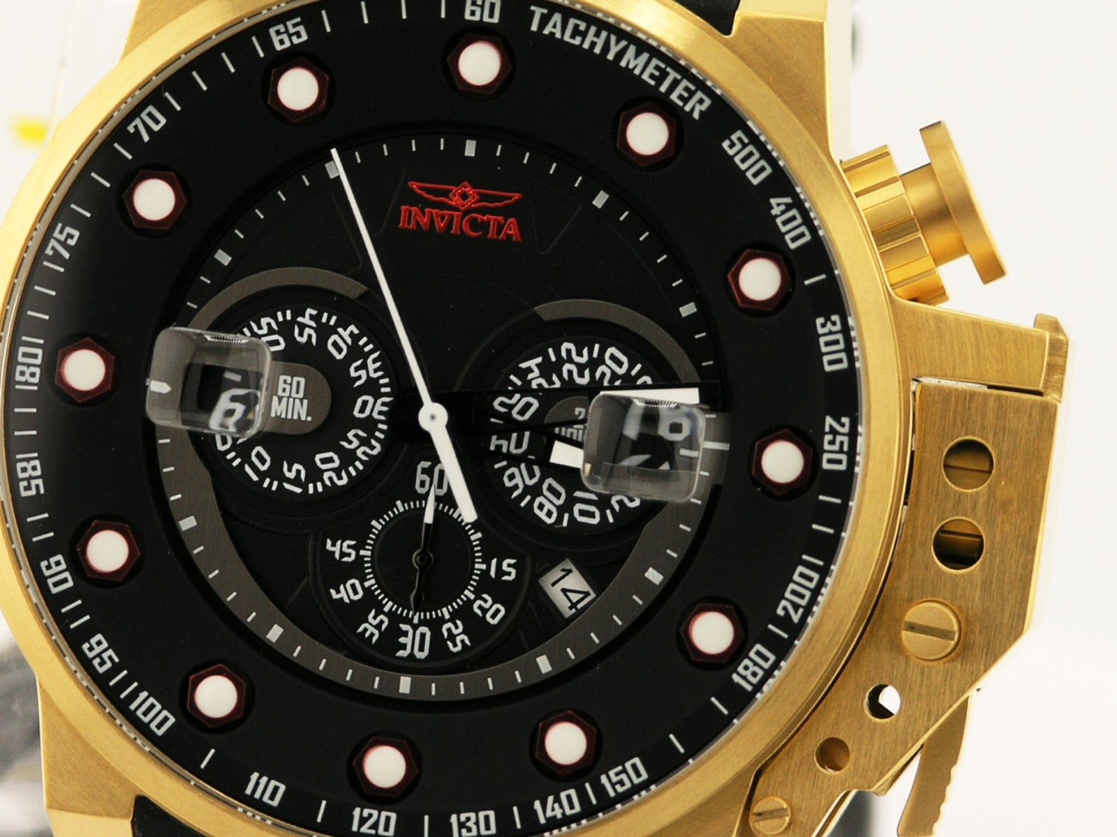 NEW INVICTA 25272 I FORCE BOMBER CHRONOGRAPH BLACK DIAL GOLD STEEL WATCH