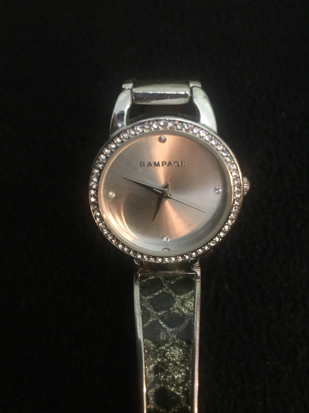 RAMPAGE,Beautiful ladies watch silver tone Cubic Zirconia bezel,New battery