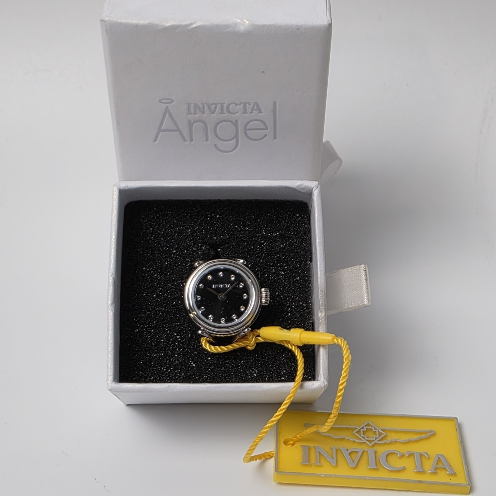NEW Invicta Angel Women’s Ring Watch – 17.5mm, Black/Silvertone (44481) #0528