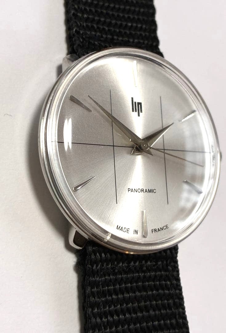 LIP Panoramic Vintage Mens Wristwatch Silver Dial NATO Strap Made in France Japa