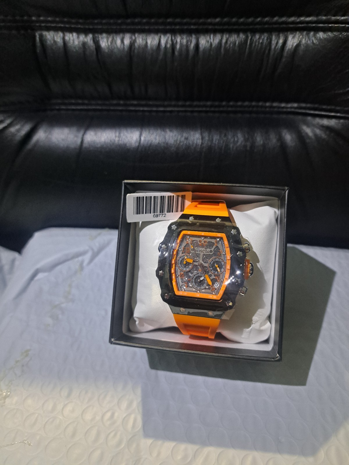 ⌚ Invicta Racing Vaxlor Date unisex Orange Strap Black/Silver Face 69772 w/ Box