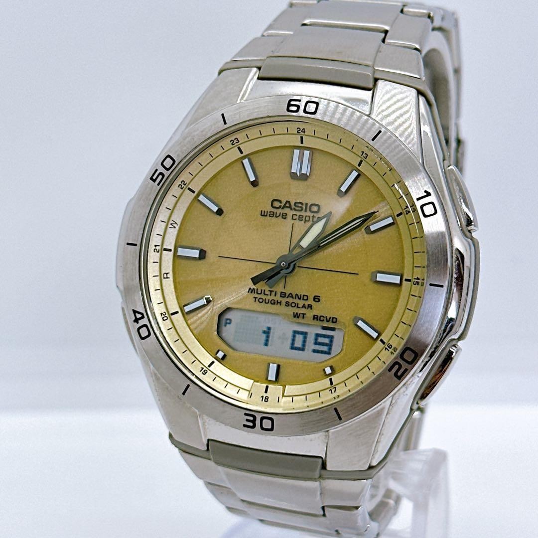 Casio Wave Ceptor WVA-M640 Gold Radio-Controlled Solar Watch (Tested and W【USED】