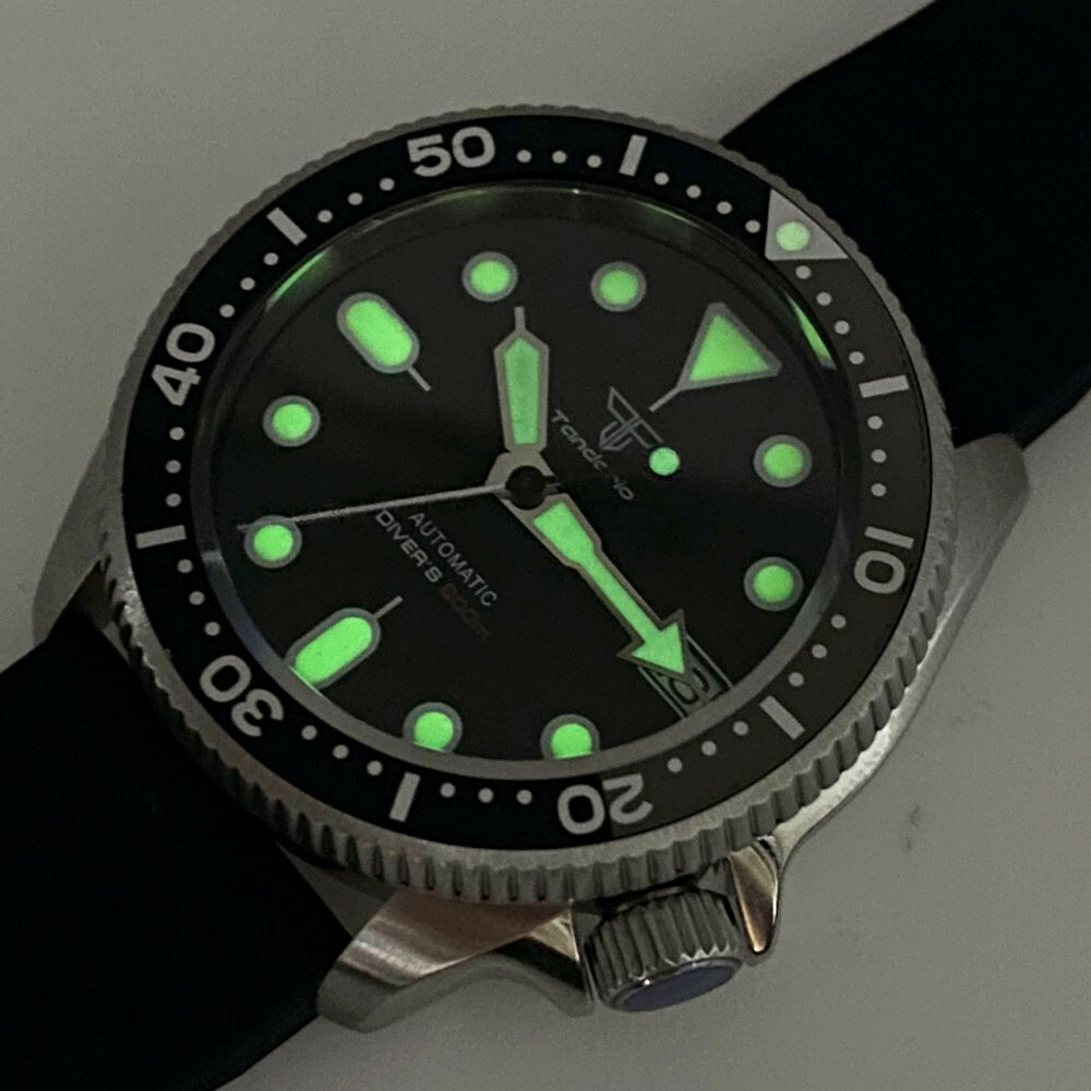 Small 37mm Tandorio Black dial Japan NH35A Mens Watch Sapphire Glass 3.8 crown