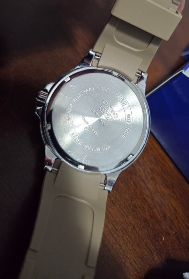 Men’s Casio Beige & Tan MTPE190-1BV, New Battery w/ Box & Papers