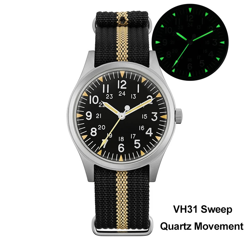 Militado ML07 Quartz Watch VH31 Miyota 2035 Sapphire 100M Mens Military