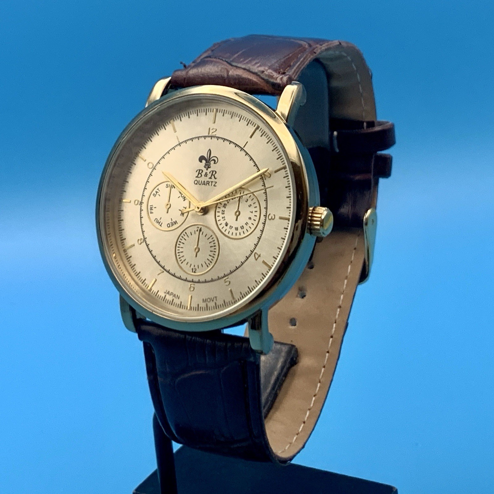 B&R BELL & ROSE Men’s Fashion Wristwatch Faux Subdials Japan Movt Works New Batt