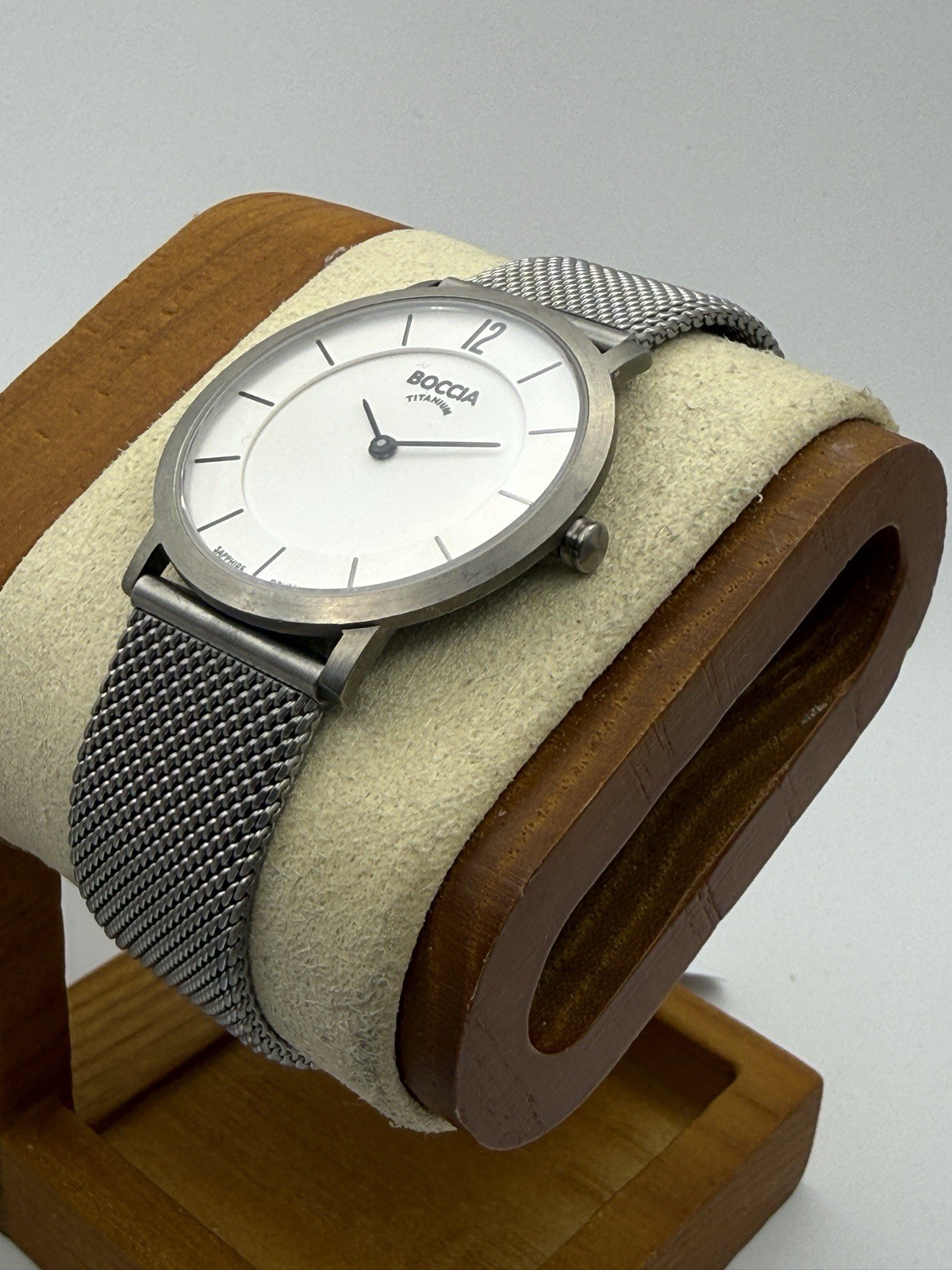 Boccia Titanium Men’s Watch White Dial Sapphire Crystal Japan Quartz Mesh Band