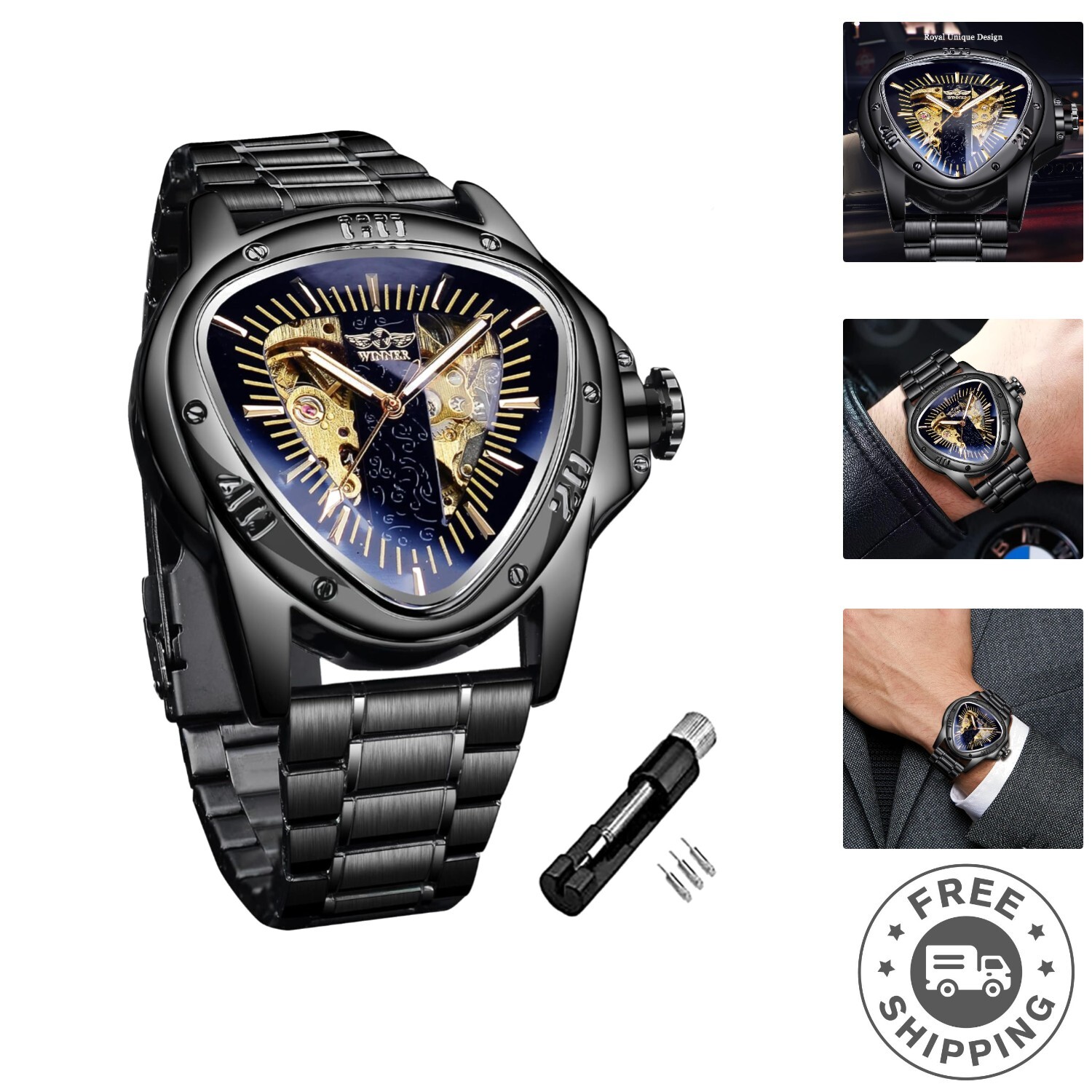 Durable Mechanical Racing Watch with Elegant Leather Strap – Waterproof Style