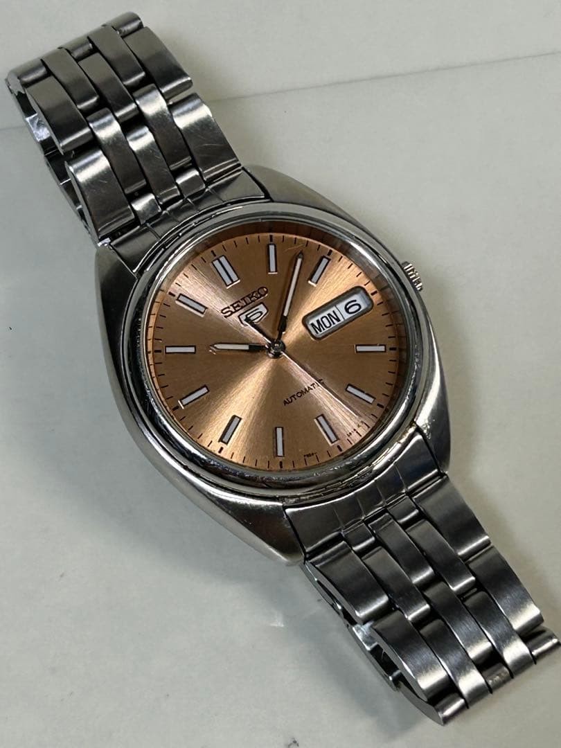 SEIKO 5 7S26-0430 Automatic Salmon Pink Dial Watch