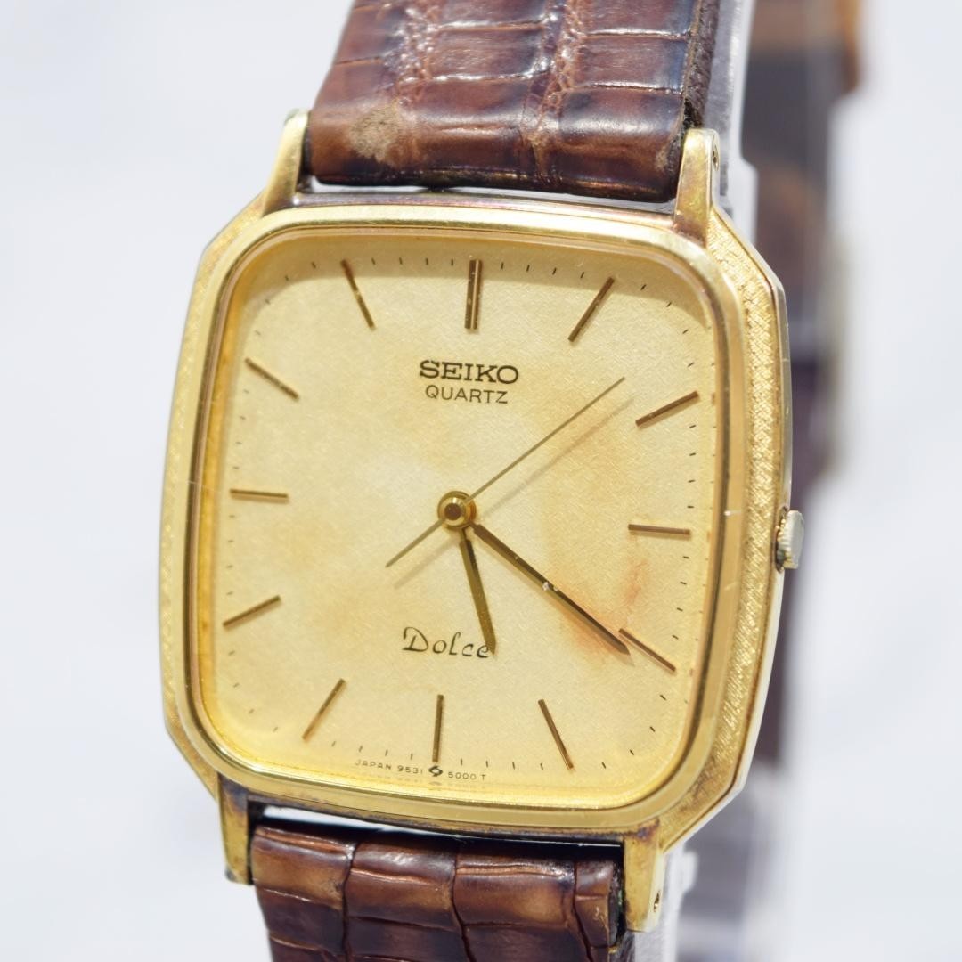 New Battery Vintage SEIKO Dolce 9531-5000 Gold Quartz Men’s Watch JAPAN JDM
