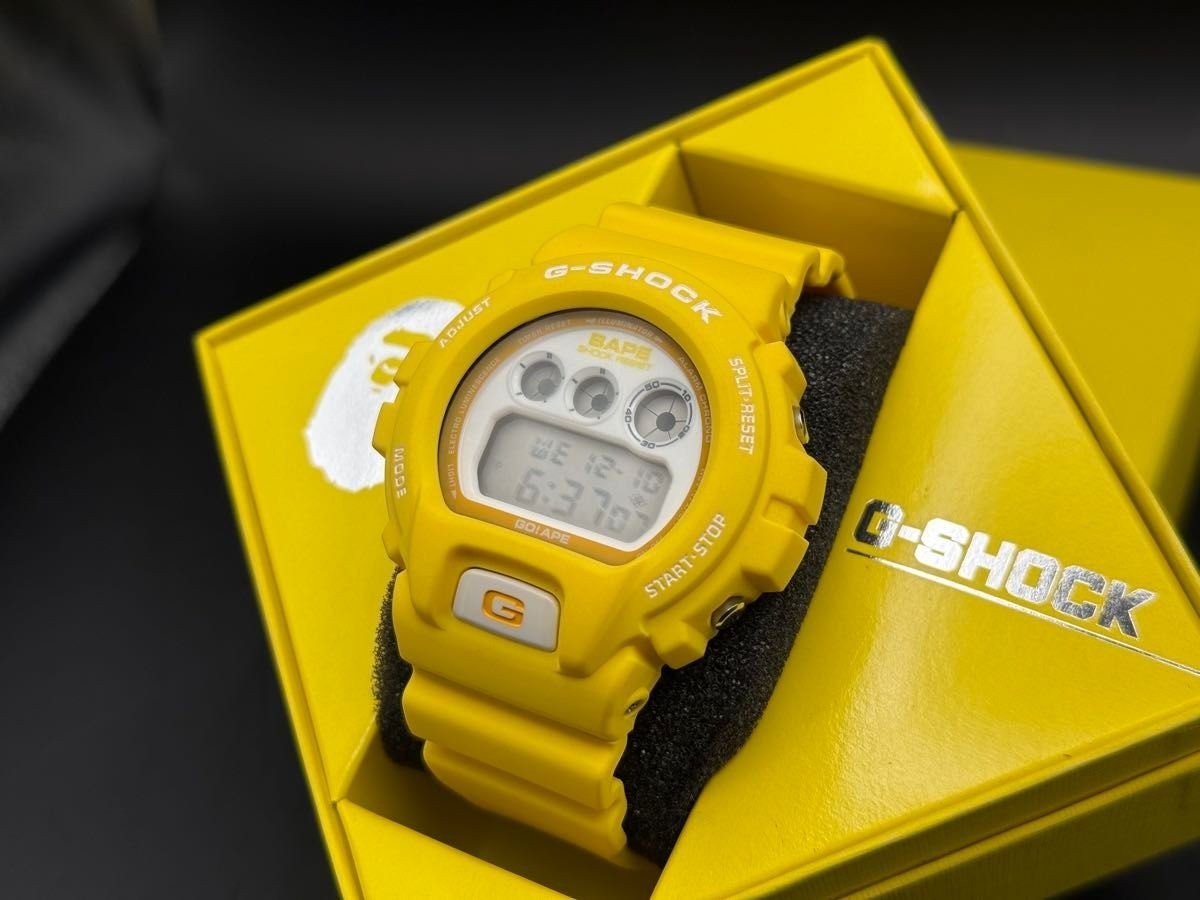 GSHOCK DW6900 BAPE Collaboration Yellow 51 mm New, unused Tested Limited to 1000