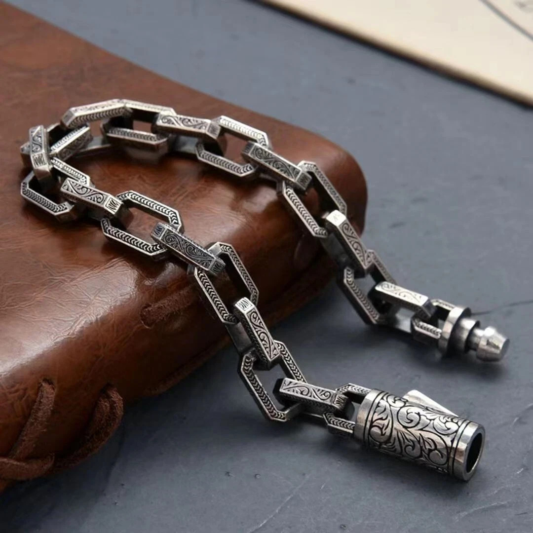 Retro Silver Vine Grass Pattern Bracelet Personalized Bracelet