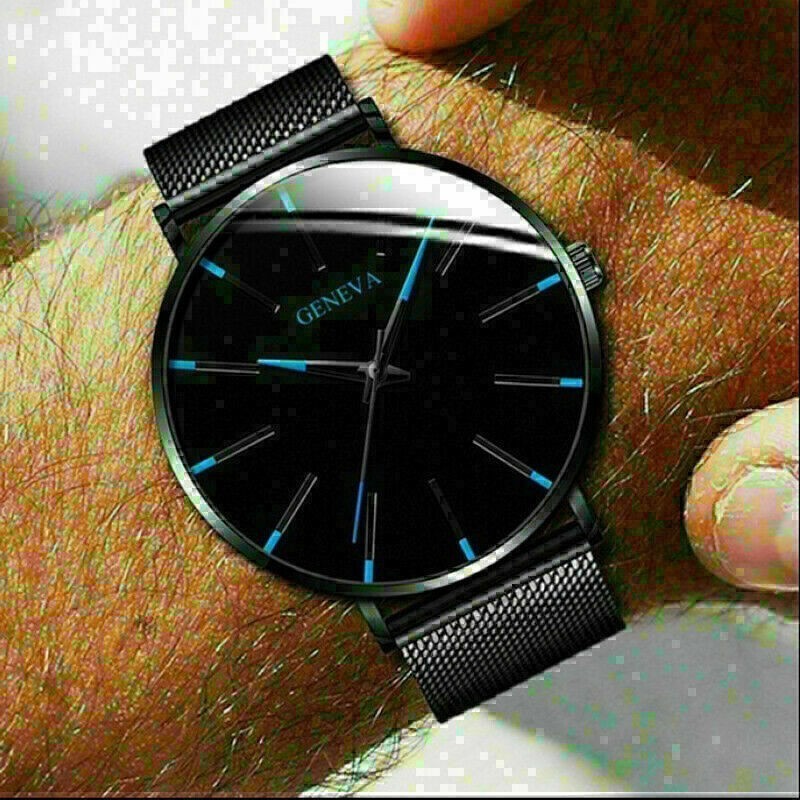 Stylish Simple Quartz Watch Ultra Thin Stainless Steel Mesh Strap Wristwatch