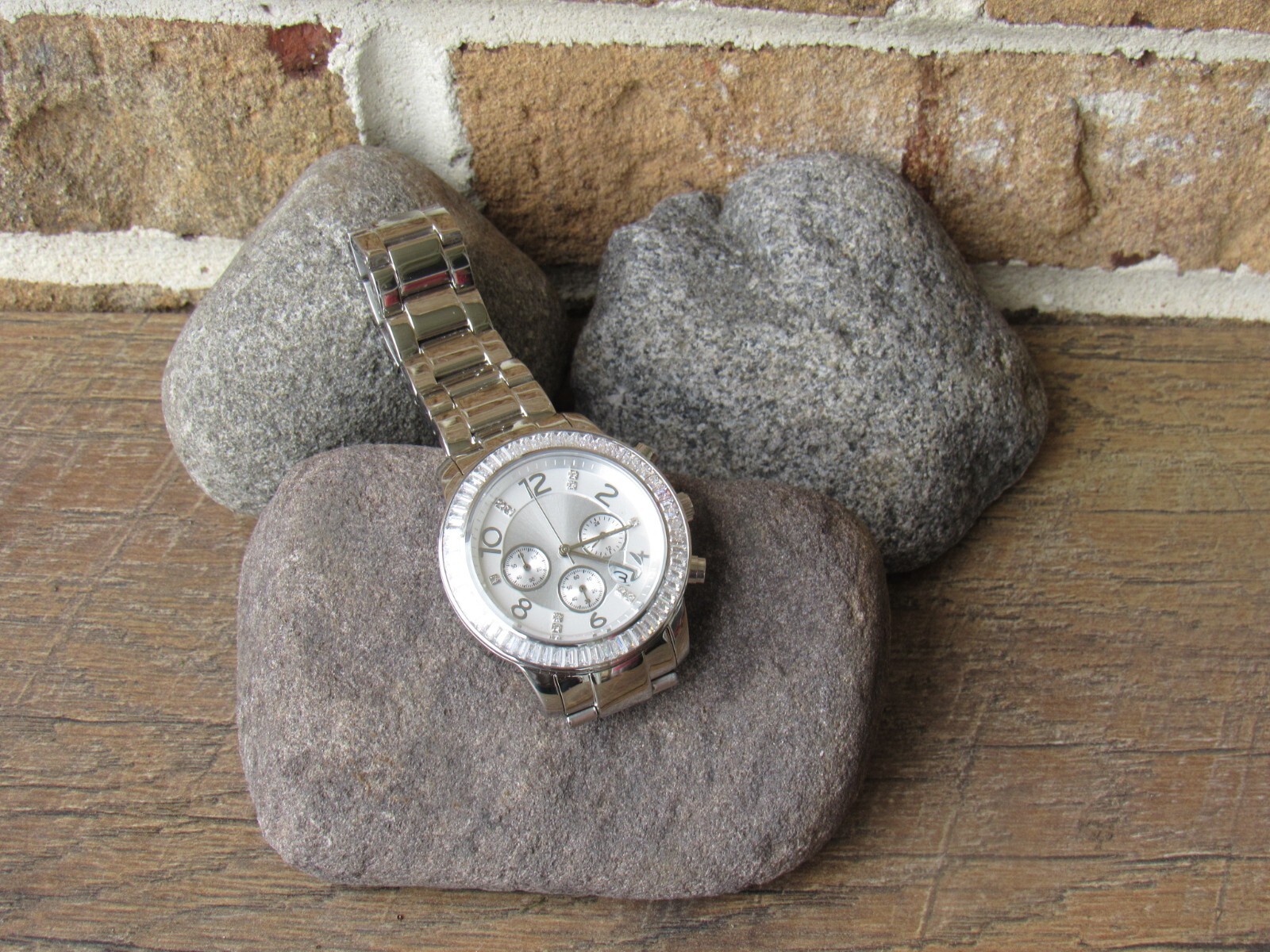 NEW SILPADA Stainless Steel Silver CZ Baguettes Finishing Touch Watch T2956 2956