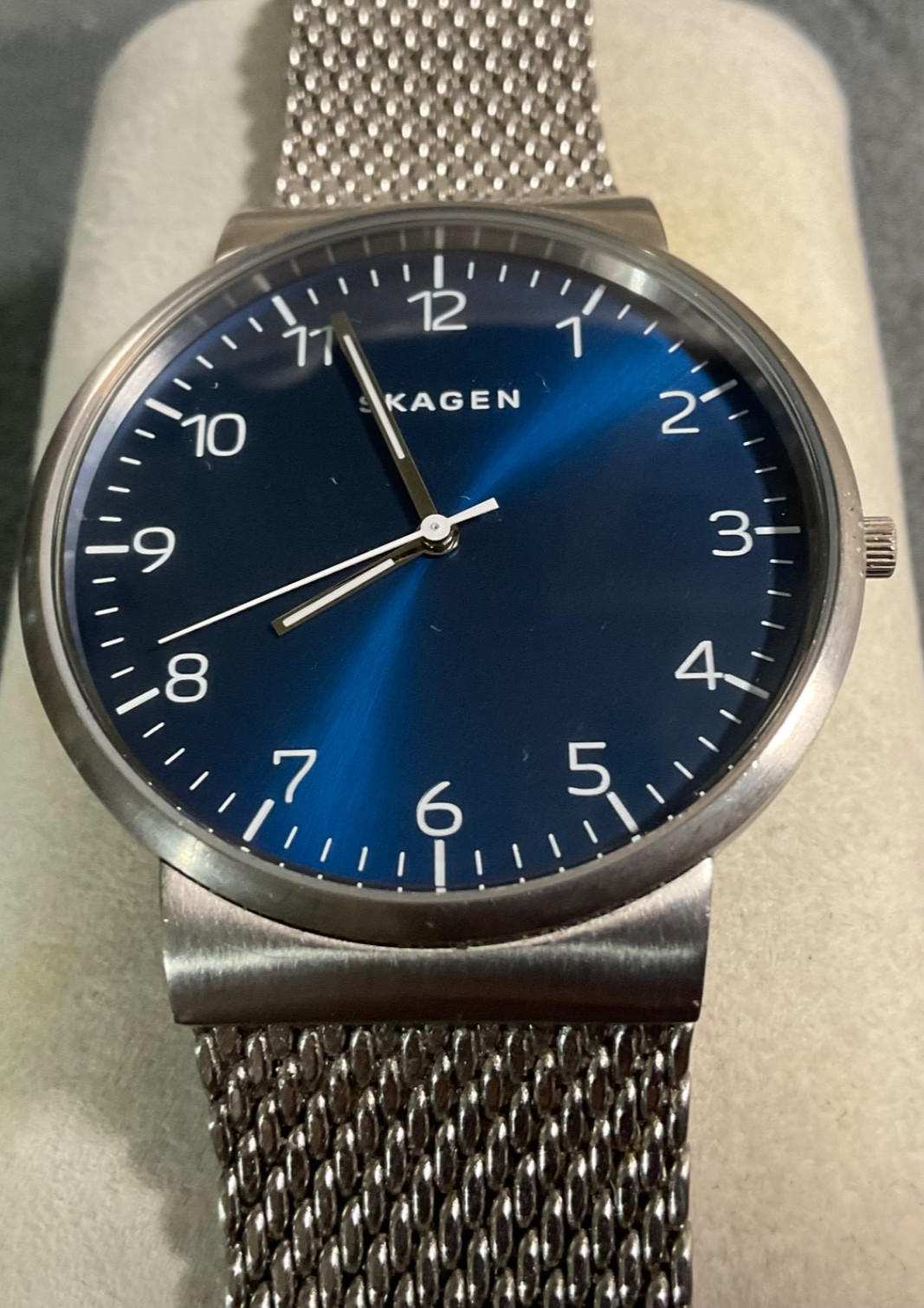 SKAGEN SKW6164 MENS 40mm STAINLESS STEEL WATCH BLUE DIAL NEW BATTERY EXCELLENT