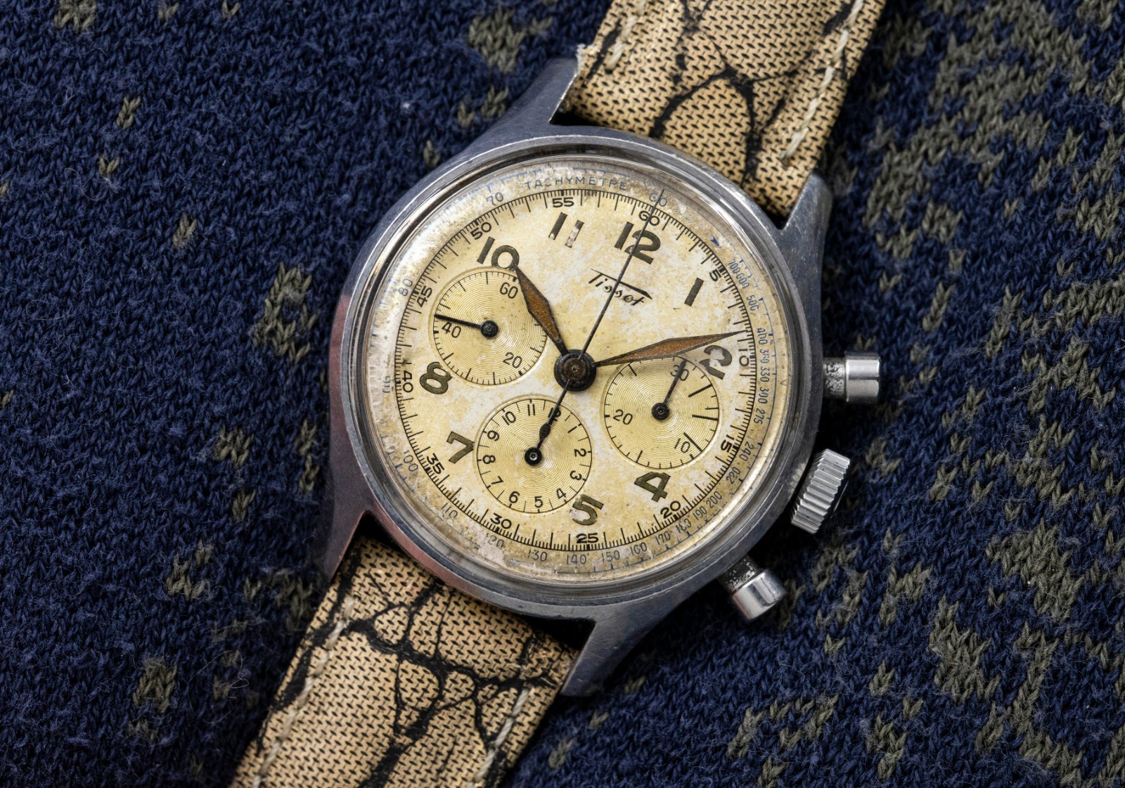 Tissot Chronograph – Cal 27CH – Omega Crown – Tropical Butterscotch Dial – 1947