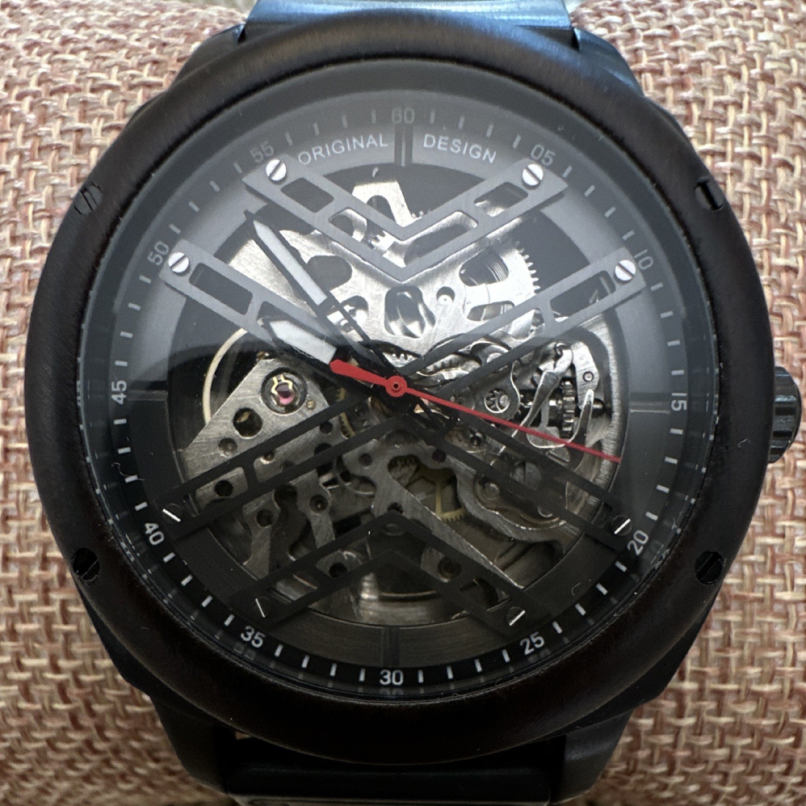 Avant Wood Black Skeleton Dial Automatic Mechanical Analog Wood Bracelet Watch