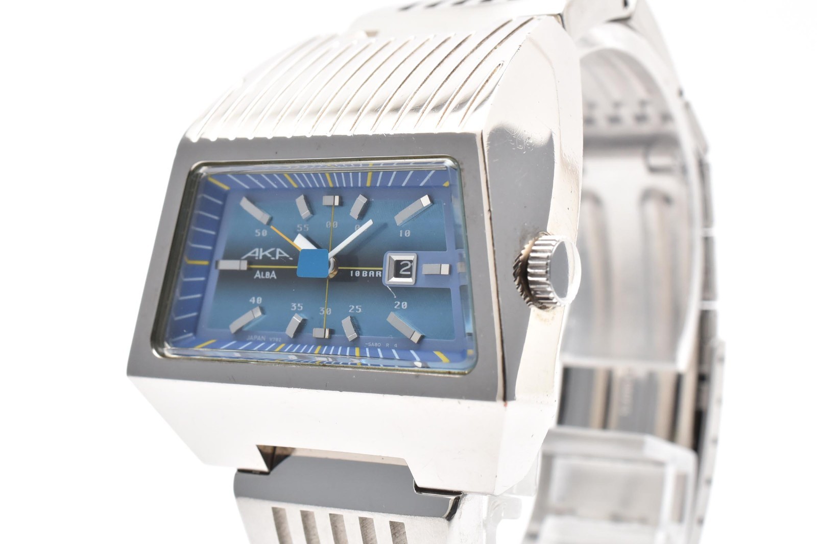 Vintage 1997 [Near Mint] SEIKO ALBA AKA V782-5A90 Blue Silver Men’s Watch JAPAN
