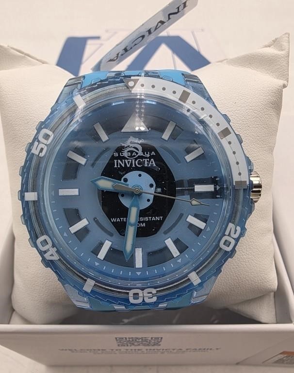 Invicta Men’s Watch Subaqua Quartz Blue and White Silicone Rubber Strap 69449