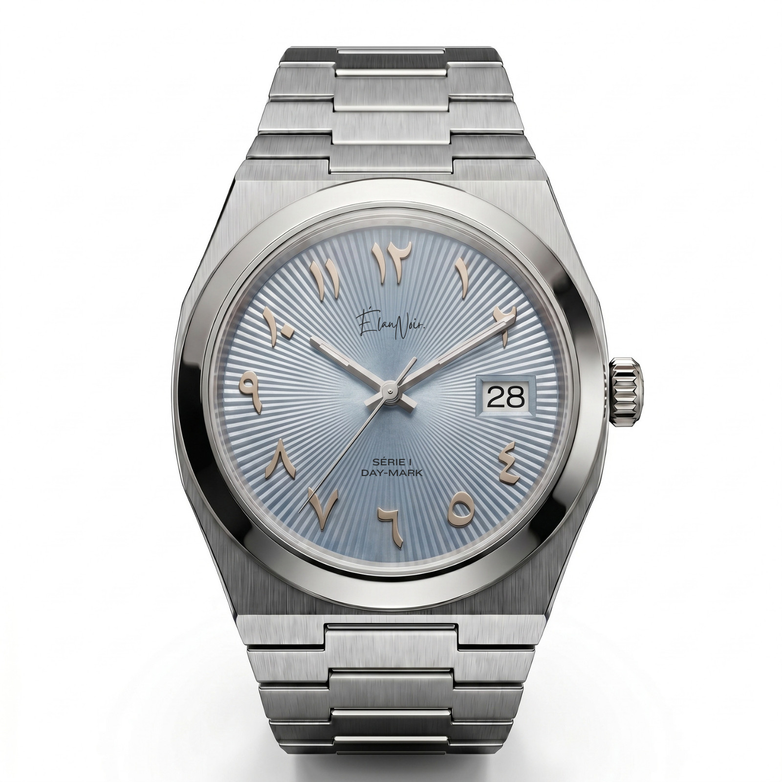 Élan Noir Série I Silver/Blue 36mm Automatic NH35 Sapphire Crystal Steel Watch