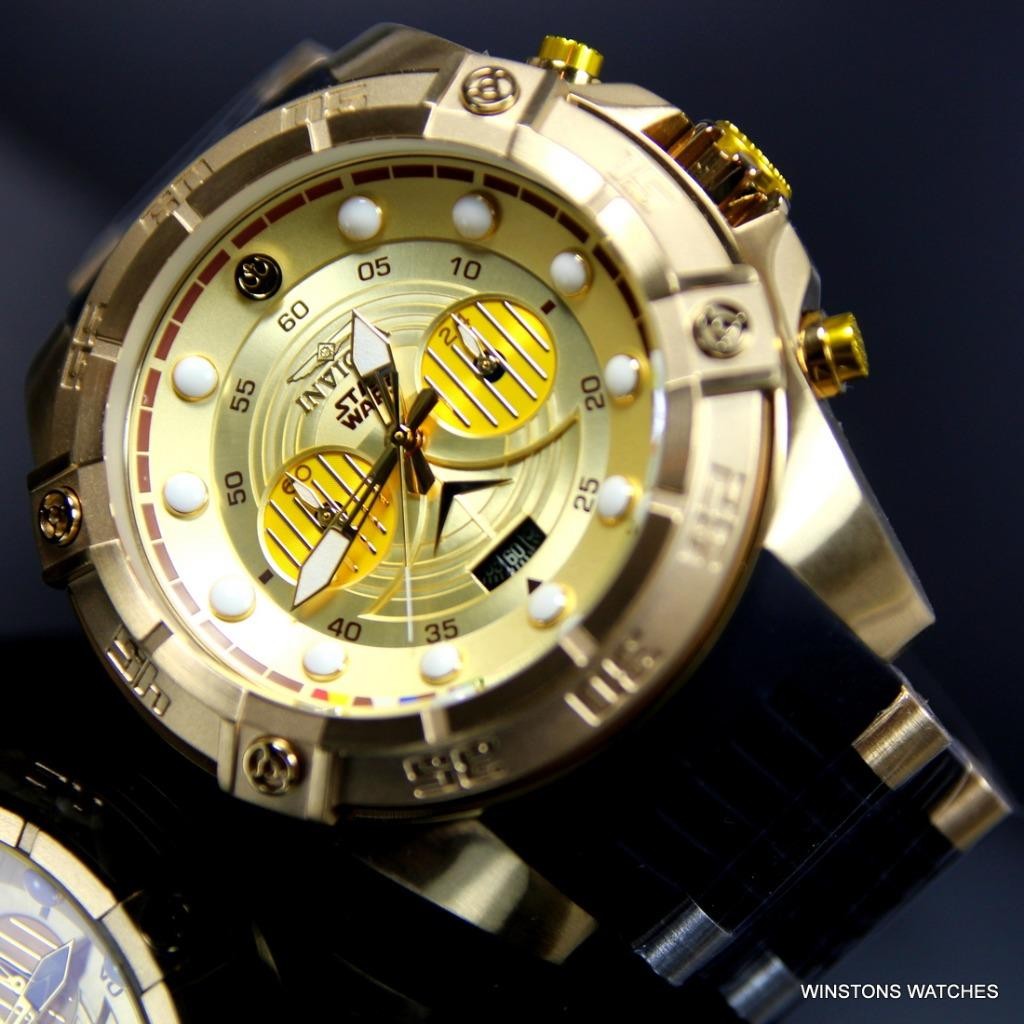 Invicta Star Wars C3PO Chronograph Gold Plated Limited Edition 52mm Watch New