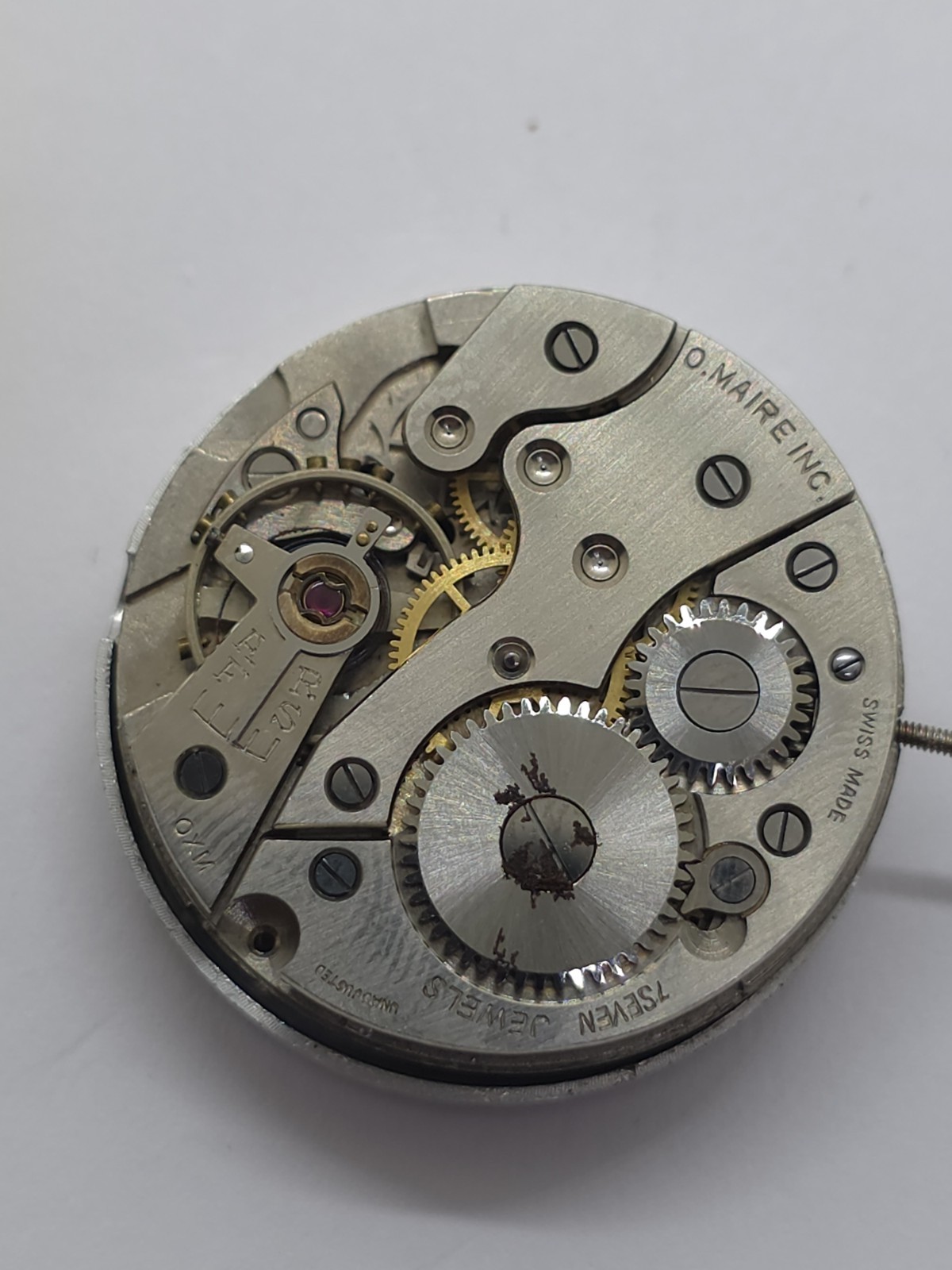 Vintage O. Maire INC Cal. OM 115 Good Main Spring Stem Watch Movement Uhren