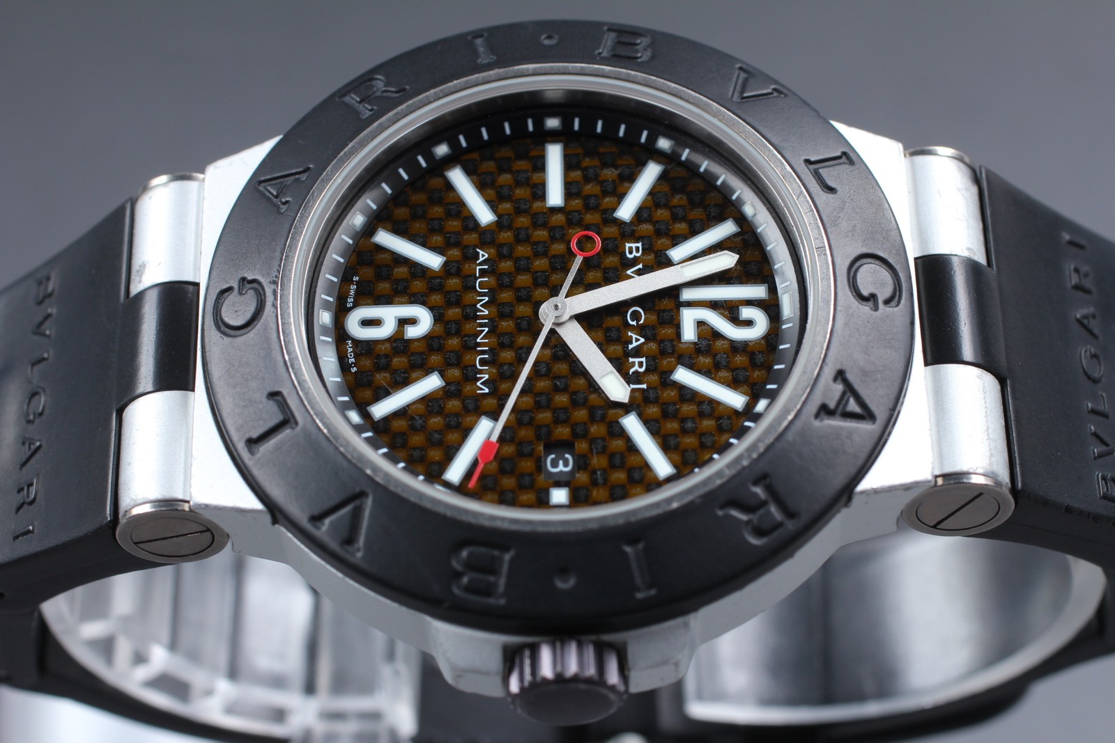 BVLGARI Diagono AL44TA Black Dial Automatic Date Men’s Watch 44mm JAPAN