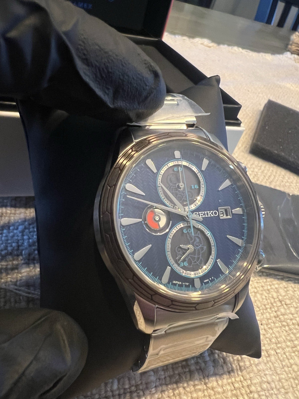 SEIKO Pokemon SBPY162 Blastoise Watch Limited Edition 700 Solar Chronograph Blue