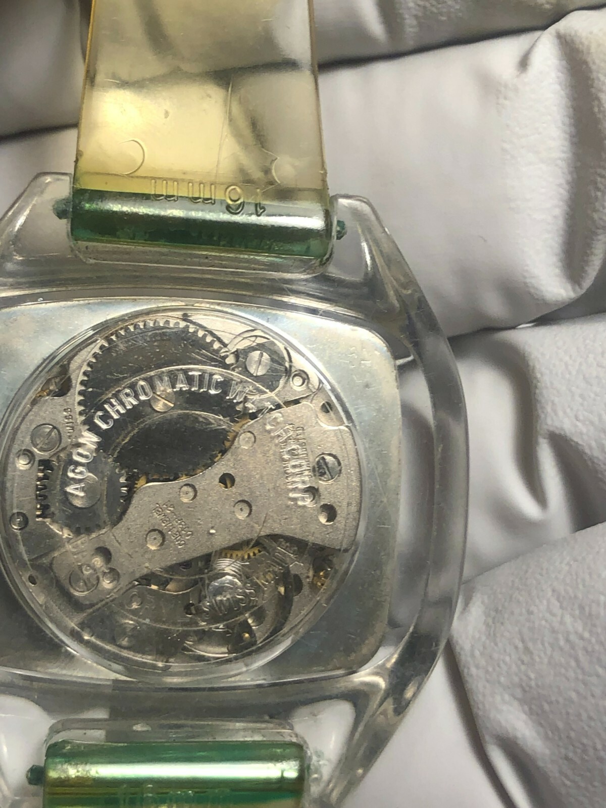 VINTAGE SWISS MADE 1970’s GENESIS PLEXIGLASS LADIES WIND-UP WRISTWATCH AGON CHR