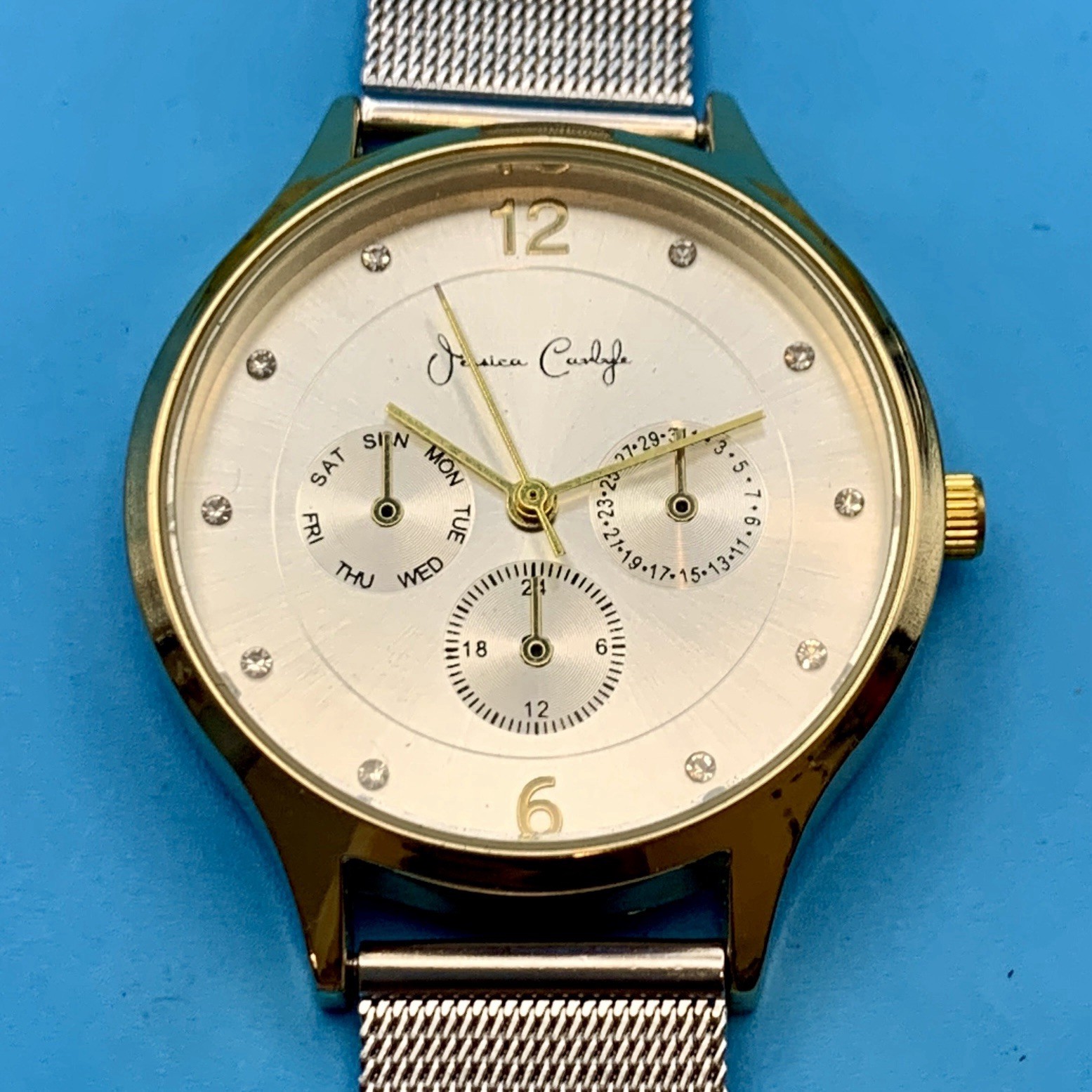 JESSICA CARLYLE Women’s Fashion Quartz Wristwatch Faux Subdials Working New Batt