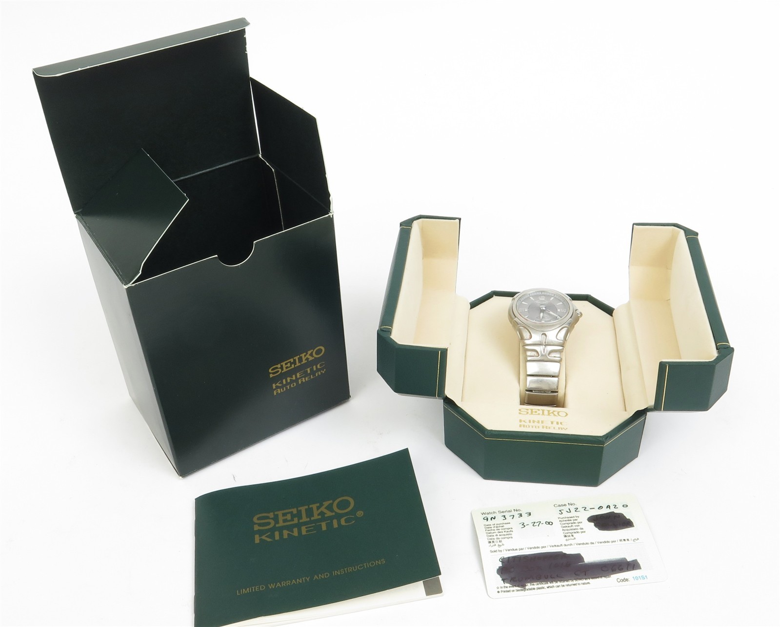 Seiko Kinetic Auto Relay 5J22-0A20 Mens Watch 41mm Floating Orb w Box