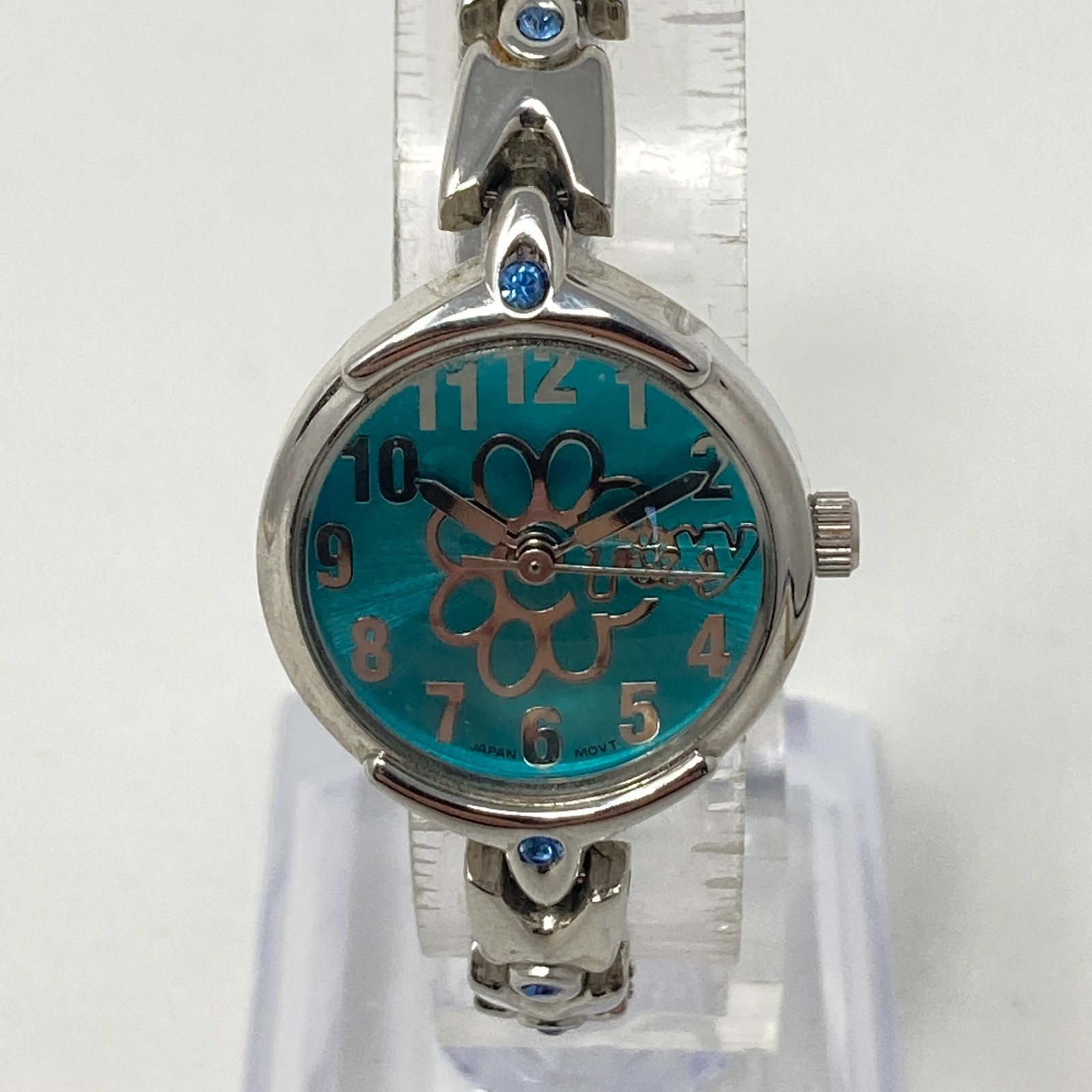 Roxy Women Watch Silver Tone 23mm Blue Floral Dial Crystals New Battery SMALL 6″